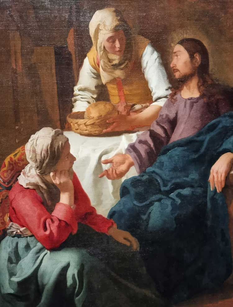 Johannes Vermeer, Christ in the House of Mary and Martha, c1654-5. Installation view, Rijksmuseum, Amsterdam, 2023. Photo: Juliet Rix.