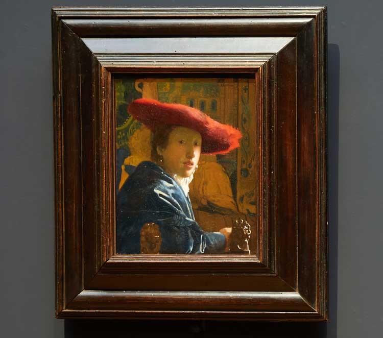 Johannes Vermeer, Girl With a Red Hat, c1664-67. Installation view, Rijksmuseum, Amsterdam, 2023. Photo: Rijksmuseum/ Henk Wildschut.