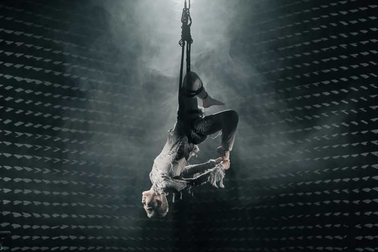 Photo of performance for The Magnificent Levitation Act of Lauren O, 2022 by Angela Su. Commissioned by M+, Hong Kong. 
Photo: Ka Lam, courtesy of the artist.