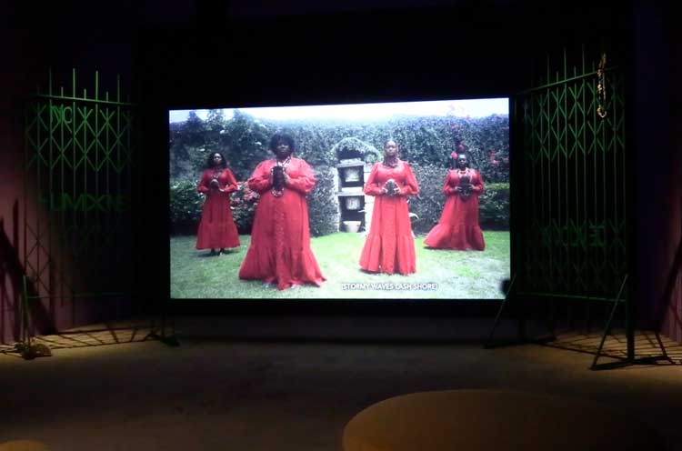 Alberta Whittle: Deep Dive (Pause) Uncoiling Memory, installation view, Scotland + Venice, 2022. Photo: Martin Kennedy.