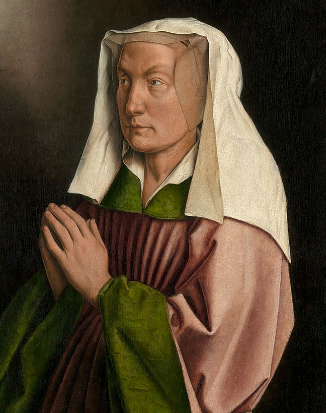 Jan and Hubert van Eyck. The Adoration of the Mystic Lamb, 1432 (detail of panel showing Elisabeth Borluut). Oil on panel. Saint Bavo’s Cathedral, Ghent. © www.lukasweb.be - Art in Flanders vzw.