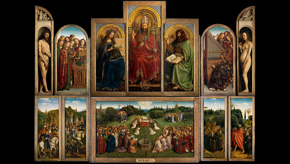 Jan and Hubert van Eyck. The Adoration of the Mystic Lamb, 1432 (detail). Oil on panel. Saint Bavo’s Cathedral, Ghent. © www.lukasweb.be - Art in Flanders vzw.