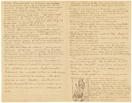 Vincent van Gogh. Letter with Sketch: Cypresses, 25 June 1889. Letter, 21 x 27cm. Van Gogh Museum, Amsterdam (Vincent van Gogh Foundation).