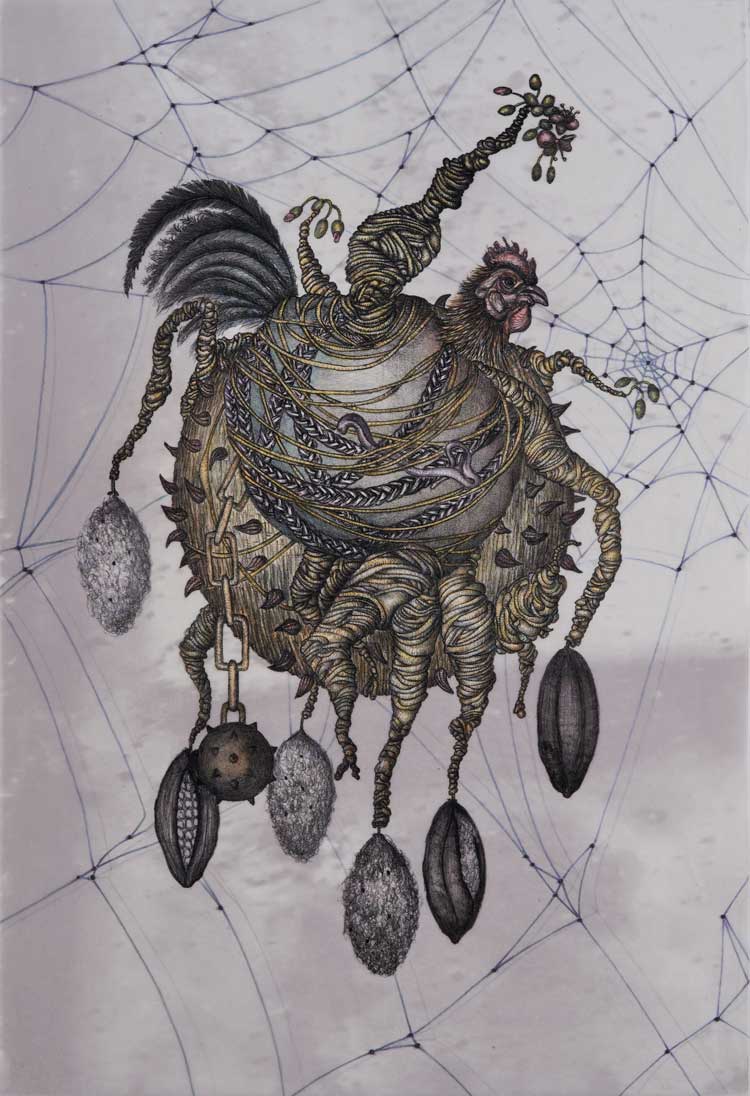Joscelyn Gardner, Am I a bad girl, Nanny? Cries of Innocence and of Experience, Panel 5B, 2026 (detail) from a folio of 24 hand-embellished stone/plate lithographs on Somerset and gampi silk tissue, printed by Jill Graham, with 12 interleaf digital archival prints on vellum, 22 x 15 in. Variable edition of four. Photo: Paul Lambert.