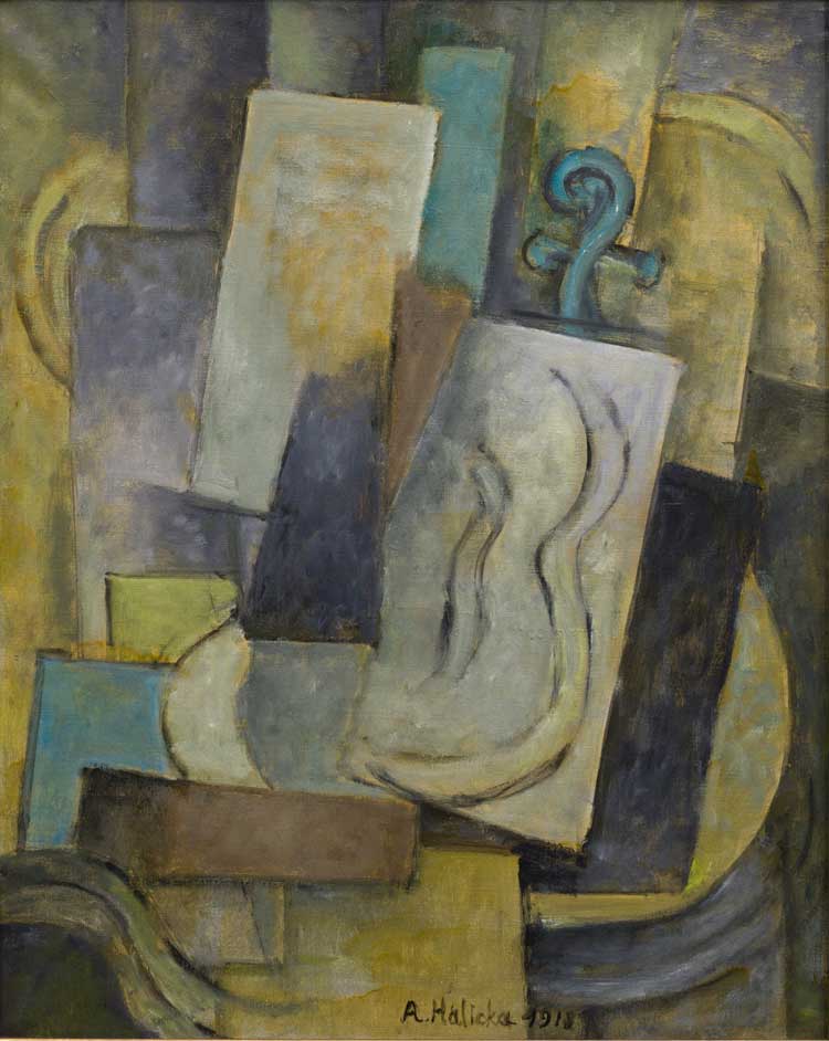 Alice Halicka. Still Life with Violin, 1918. Oil on canvas, 92.5 × 73 cm. Bordeaux, Musée des Beaux-Arts, purchase, 1972. City of Bordeaux, Musée des Beaux-Arts, Photo © F. Deval. © Adagp, Paris 2025.