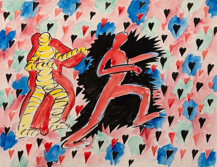 Peter Schweri, Untitled, 1972. China ink and watercolor on paper. Nachlass Peter Schweri / Stella Diess. © C2J 025, Prolitteris, Zurich.