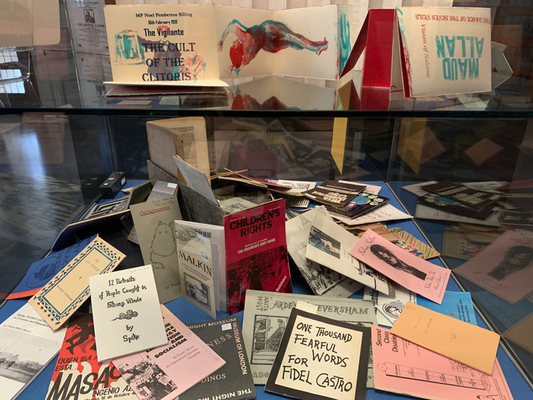 Installation view, Spineless Wonders: The Power of Print Unbound at Senate House Library, London. Photo: Bronac Ferran.