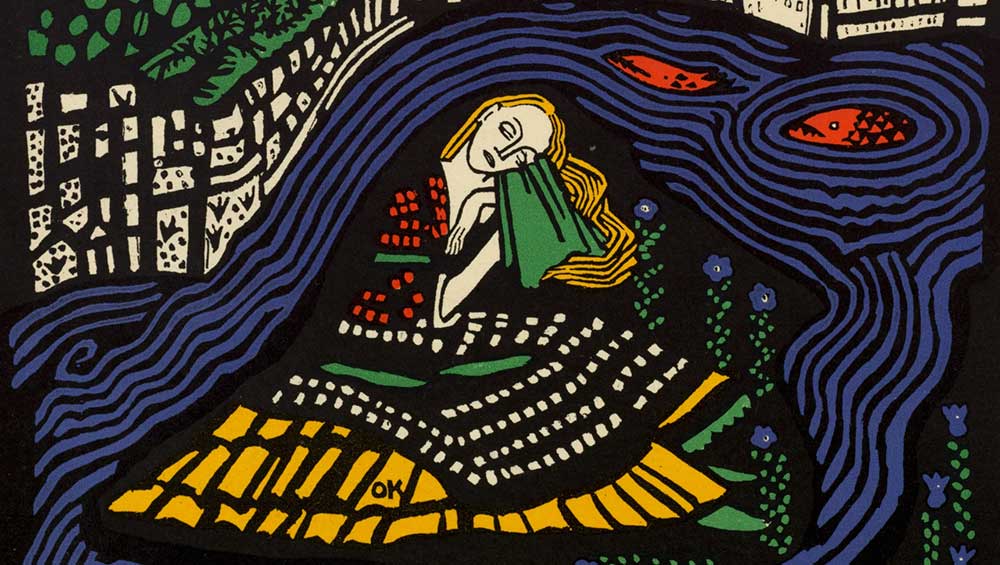 Oskar Kokoschka, The Dreaming Youths (title page; The Sleeping Girl), 1907. One of eight colour lithographs, 24 x 29.3 cm.