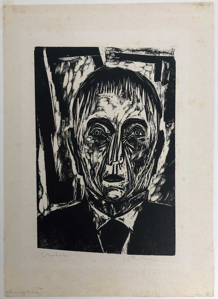 Ernst Ludwig Kirchner, Dr. Ernst Gosebruch, 1915. Woodcut, 48.6 x 35 cm. Private collection.