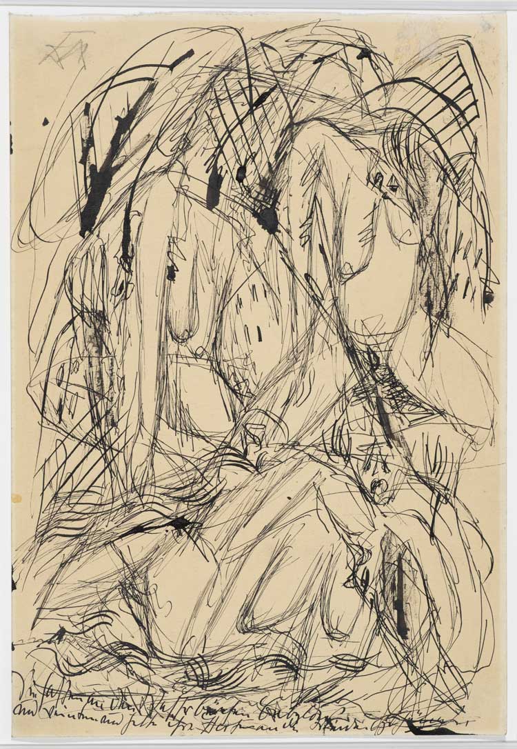 Otto Dix, Lament, 1915 (or 1913?). Pen and black ink with brush on paper, 31.6 x 22.2 cm.