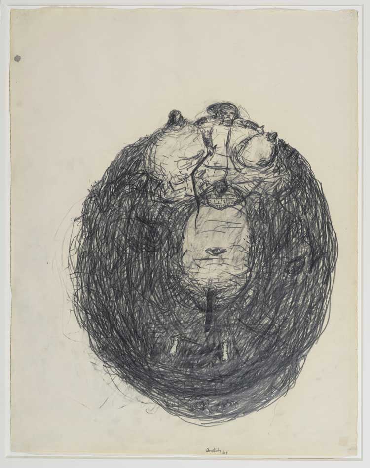 Georg Baselitz, Untitled (from the Whip Woman series), 1964. Graphite on paper, 62.5 x 48.6 cm.