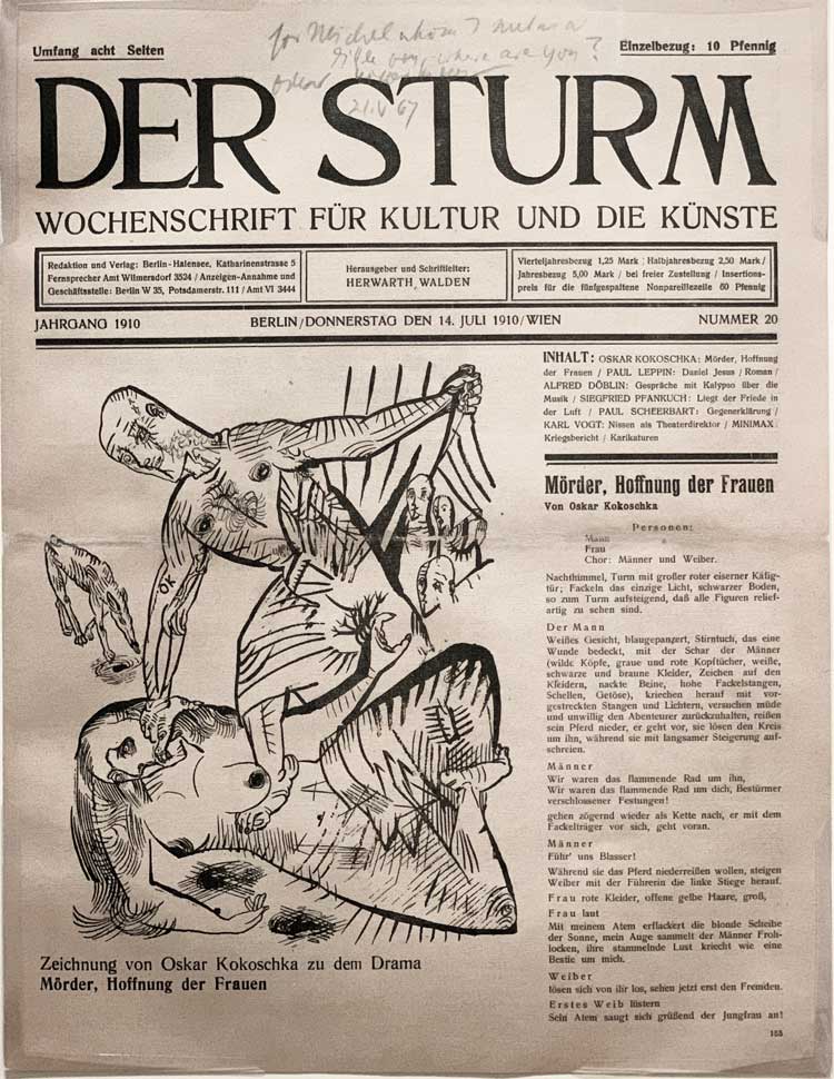 Cover of Der Sturm, July 1910, designed by the Austrian artist Oskar Kokoschka. Photo: Bronac Ferran.