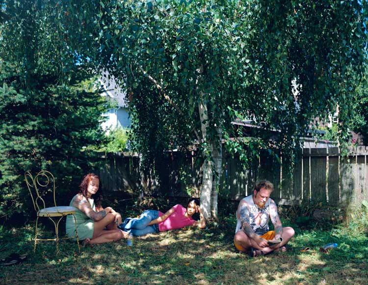 Jeff Wall, Tattoos and Shadows. 2000. Transparency in lightbox, 214.9 x 274.3 x 30.2 cm (84 5/8 x 108 x 11 7/8 in). © Jeff Wall. Courtesy White Cube.