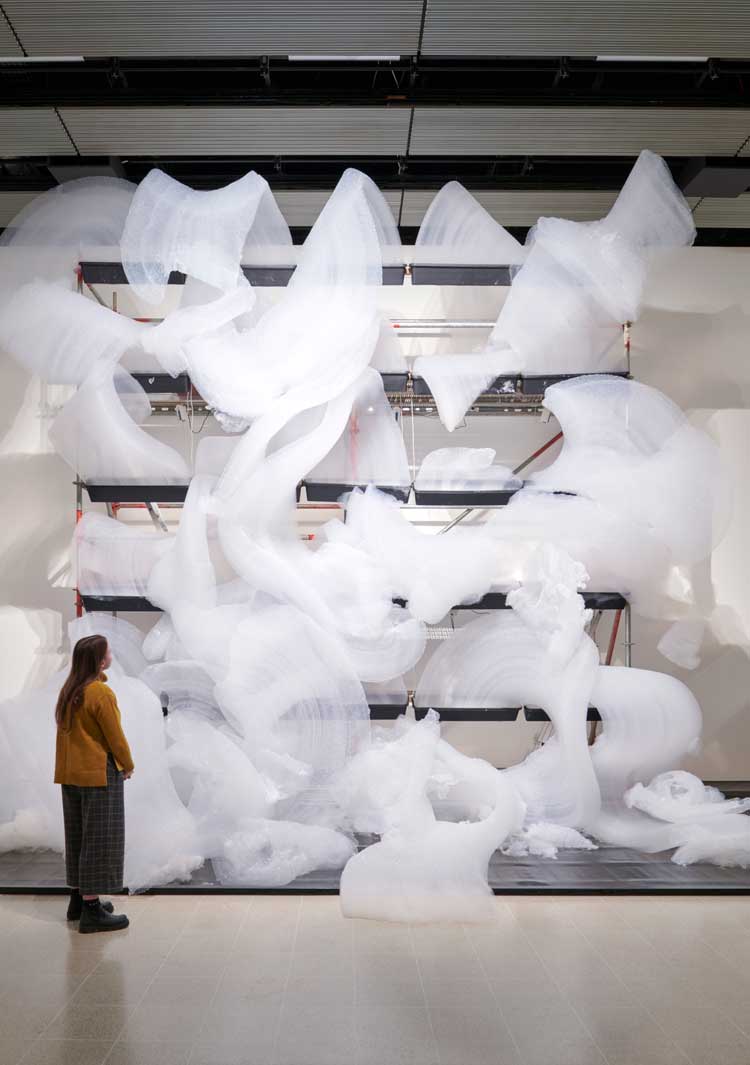 Installation view of Michel Blazy, When Forms Come Alive, 7 February — 6 May 2024. Photo: Jo Underhill. Courtesy the Hayward Gallery.