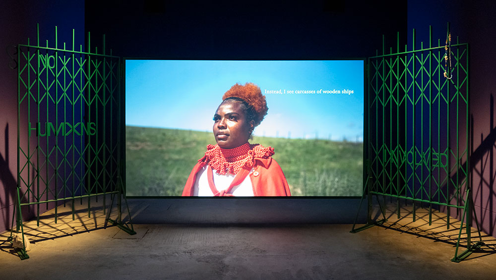 Alberta Whittle, Lagareh – The Last Born, 2022. Installation view ‘deep dive (pause) uncoiling memory’, Scotland + Venice, 59th Venice Biennale, 2022. Co-commissioned and produced by Scotland + Venice and Forma for the 59th International Art Exhibition – La Biennale di Venezia. Courtesy of the artist and The Modern Institute / Toby Webster Ltd., Glasgow. Photo: Cristiano Corte.