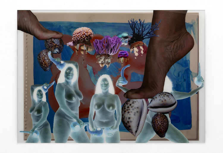 Alberta Whittle, Dreaming Other-ways, 2021. C-type digital collage, diasec mounted on aluminium, 64.1 x 90.3cm (25 1/4 x 35 1/2). Courtesy of the artist and The Modern Institute / Toby Webster Ltd., Glasgow. Photo: Patrick Jameson.