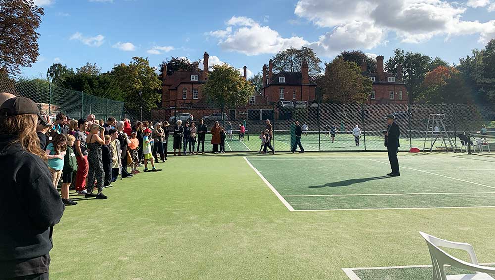 Stephen Willats at the launch of Social Resource Project for Tennis Clubs: Tennis Tournament, Saturday 8 October 2022, The Park Tennis Club, Nottingham. Photo: Bronac Ferran.
