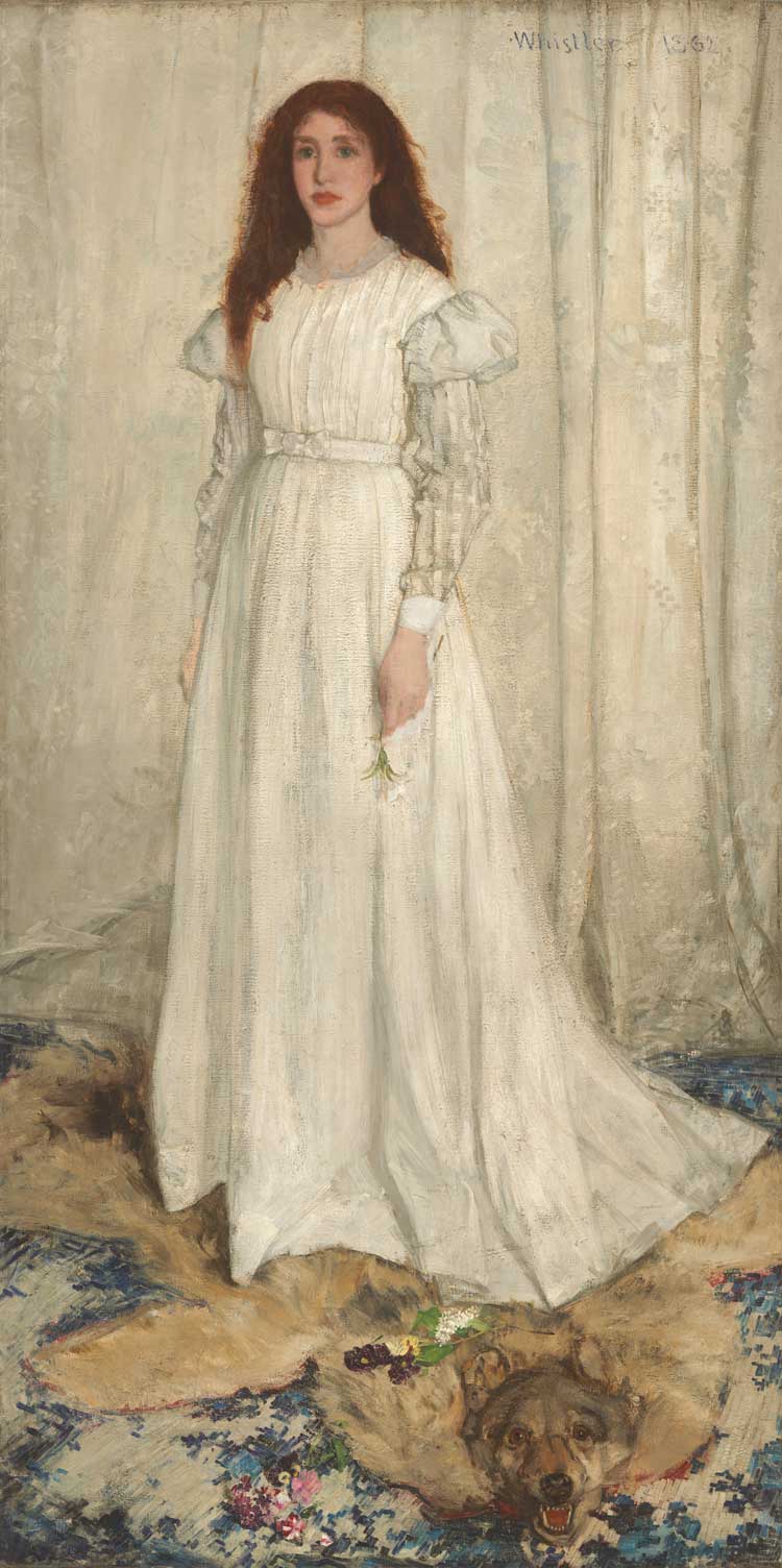 James Abbott McNeill Whistler, Symphony in White, No. 1: The White Girl, 1862. Oil on canvas, 213 x 107.9 cm. National Gallery of Art, Washington, Harris Whittemore Collection.