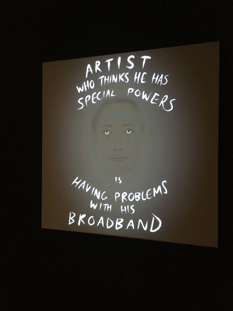 Bedwyr Williams: Milquetoast, installation view, Southwark Park Galleries (Lake Gallery). Photo: Veronica Simpson.
