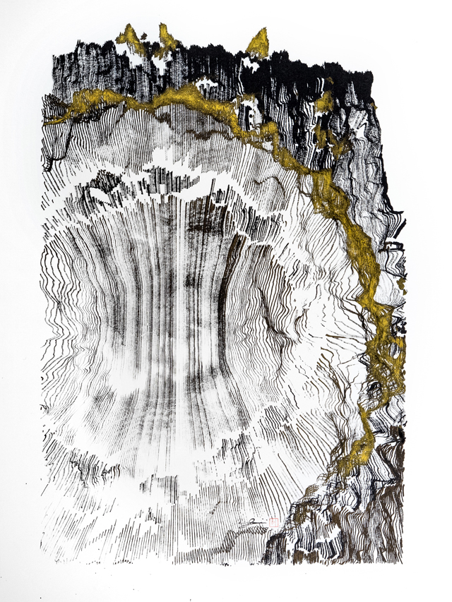 Victor Wong. Far Side Of The Moon 0001, A.I, 2019. Ink on paper, 89 x 62 cm. Copyright Victor Wong.