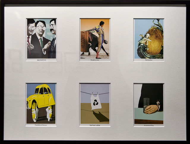 Installation view, showing a selection of Nick Wadley and Sylvia Libendinsky’s wordplay cartoons, from Nick Wadley in Gdansk, CCA Laznia, Gdansk, Poland. Photo: Paweł Jozwiak.