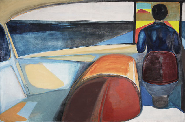 Andrzej Wróblewski. Chauffeur, 1956. Oil and pencil on canvas, 132 x 200.5 cm. Private collection. © Andrzej Wróblewski Foundation.