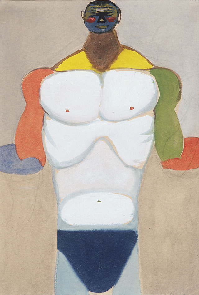 Andrzej Wróblewski. (Zampano I), undated. Gouache on paper, 42 x 29.4 cm. Private collection. © Andrzej Wróblewski Foundation.