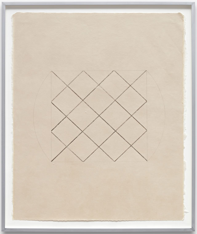 Claudia Wieser. Untitled, 2017. Gold leaf and pencil on handmade paper, framed: 22 3/4 x 19 1/8 in (57.6 x 48.6 cm). Courtesy of the artist and Marianne Boesky Gallery, New York and Aspen. © Claudia Wieser. Photograph: Hans Georg Gaul.