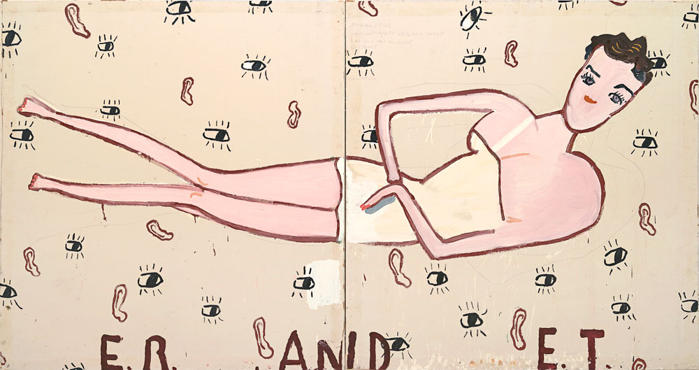 Rose Wylie, Jack Goes Swimming (Jack), 2013 (detail). Oil on canvas, 207 x 168 cm. Courtesy of Private Collection.