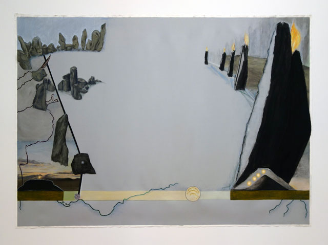 Jo Baer. Dusk (Bands and End-Points), 2012. Oil on canvas. Collection of the artist. Photograph: Miguel Benavides.