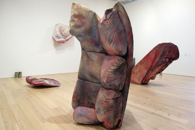 Kaari Upson. Installation view. In search of the Perfect Double I, II, 2016. Urethane, pigment, and aluminum. Collection of the artist. Photograph: Miguel Benavides.