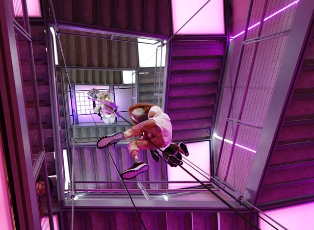 Ajay Kurian. Installation view of Childermass, 2017. Whitney’s stairwell. Photograph: Miguel Benavides.