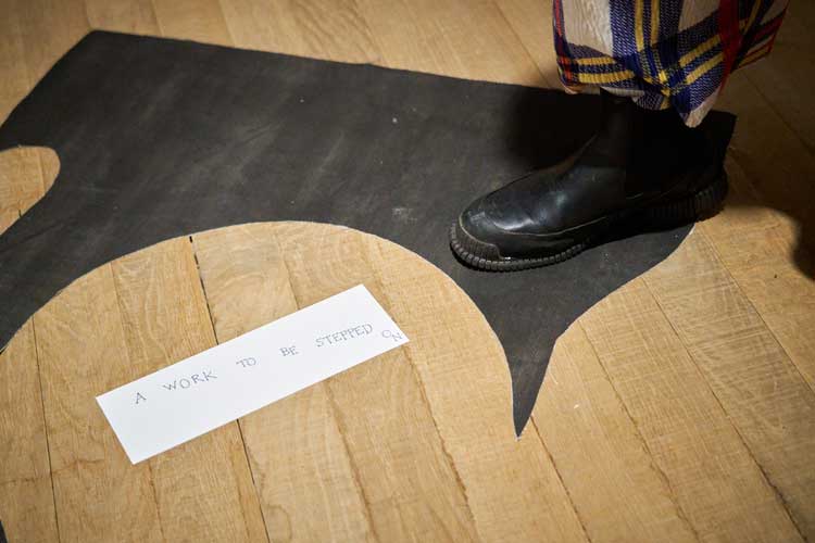 Yoko Ono, Painting to be Stepped On, 1961, installation view, Yoko Ono: Music of the Mind, Tate Modern, London, 2024. Photo: © Tate/Reece Straw.