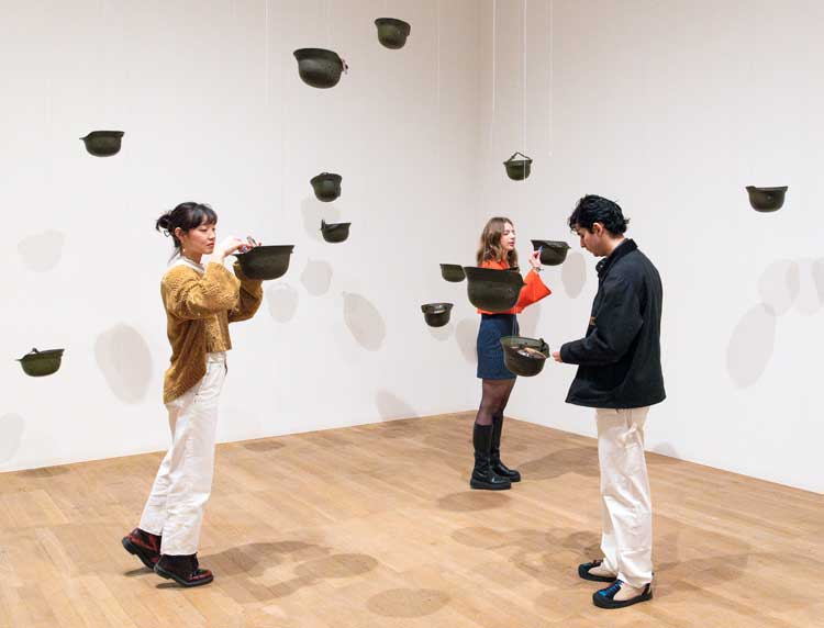 Yoko Ono, Helmets (Pieces of Sky), 2001, installation view, Yoko Ono: Music of the Mind, Tate Modern, London, 2024. Photo: © Tate/Lucy Green.