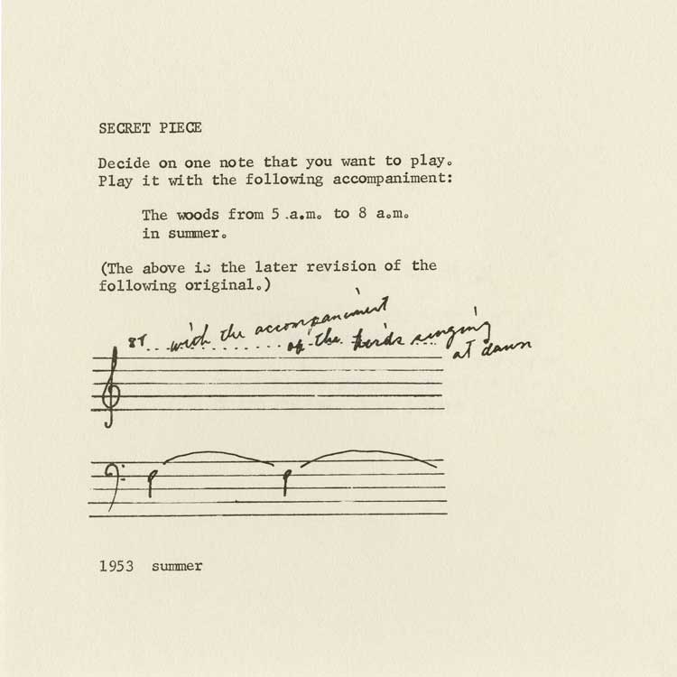Yoko Ono, Grapefruit, Page 11, SECRET PIECE, 1964. Courtesy the artist.