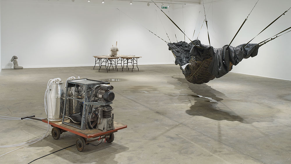 Yu Ji. Flesh in Stone Ghost No 8, 2021. Cement, iron, plaster, wood, concrete, rocks, wax, wooden tables. Photo: Veronica Simpson.