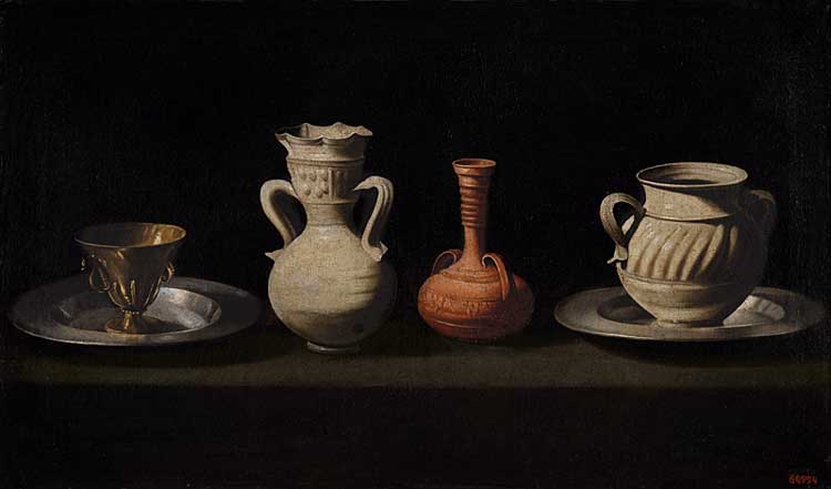 Francisco de Zurbarán, Still Life with Four Vessels, about 1650. Oil on canvas, 47 × 79 cm. Museu Nacional d’Art de Catalunya, Barcelona. Bequeathed by Francesc Cambó, 1949; entry, 1951 © MNAC - Museu Nacional d'Art de Catalunya, Barcelona.