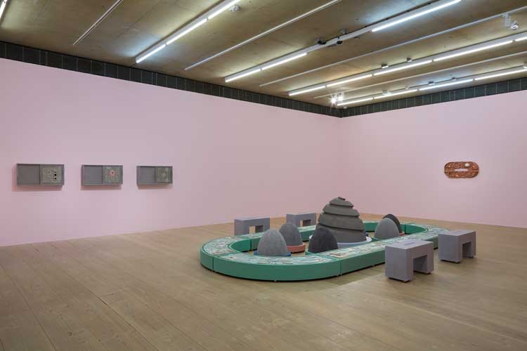 Rafał Zajko: The Spin Off, Installation view, Focal Point Gallery, Southend-on-Sea, 2025. Photo: Corey Bartle-Sanderson.