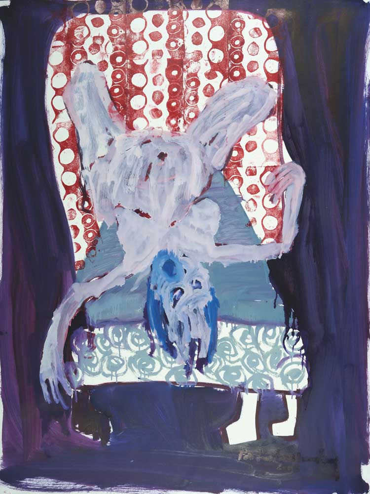 Portia Zvavahera. Labour Pains, 2012. Oil-based printing ink on paper, 100 × 75 cm (39 3/8 × 29 1/2 in). Private collection.