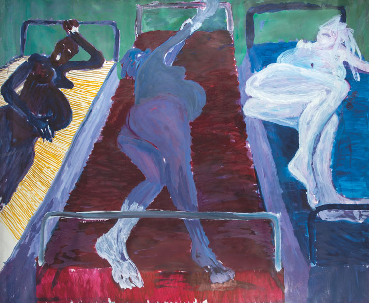 Portia Zvavahera. Labour Ward, 2012. Oil-based printing ink on paper, 147 × 121 cm (57 7/8 × 47 5/8 in). Private collection, Mauritius.