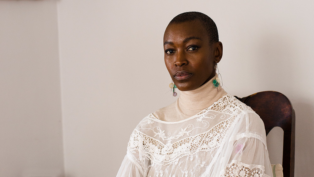 Billie Zangewa in her studio. Photo: Andrew Berry. Courtesy the artist and Lehmann Maupin, New York, Hong Kong, Seoul, and London.
