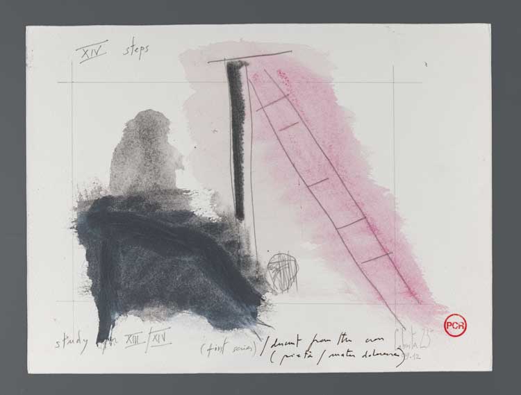 Pedro Cabrita Reis. Studies for XIV Stations, 2025. Study for XIII/XIV (1st series), Jesus de cruce deponitur (descent from the cross).