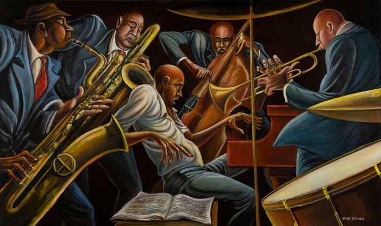 Ernie Barnes, Quintet, c1989.