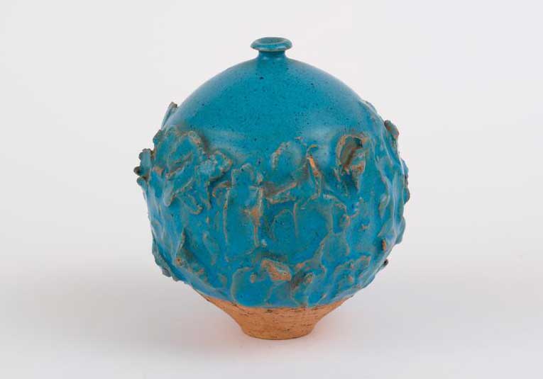 Doyle Lane, blue textured weed pot, c1960s.
