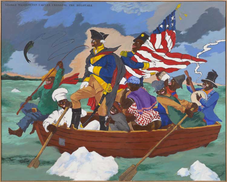 Robert Colescott, George Washington Carver Crossing the Delaware: Page from an American History Textbook, 1975.