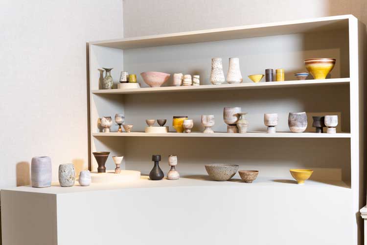 Installation view, Lucie Rie / Hans Coper: Life at the Wheel, Offer Waterman. Courtesy of Offer Waterman. Photo: David Gerrans.