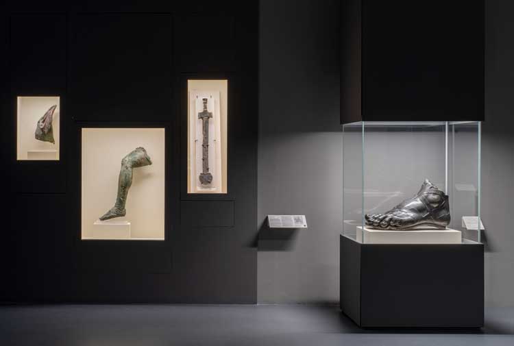 Far right: bronze foot from an equestrian monument to Louis XIV, designed by François Girardon and cast by John Balthazar Keller, c1692-94.