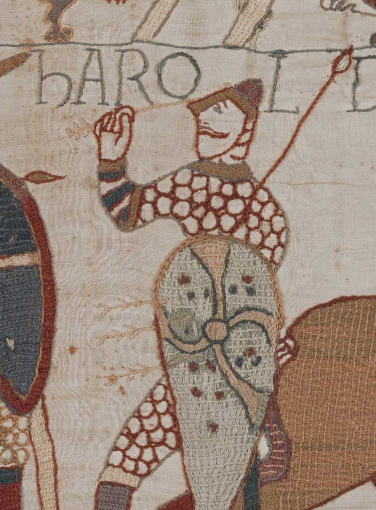 Bayeux Tapestry, scene 57 (detail). Image by Université de Caen Normandie - CNRS - ENSICAEN, based on the 2017 photographic campaign by La Fabrique de patrimoines en Normandie.