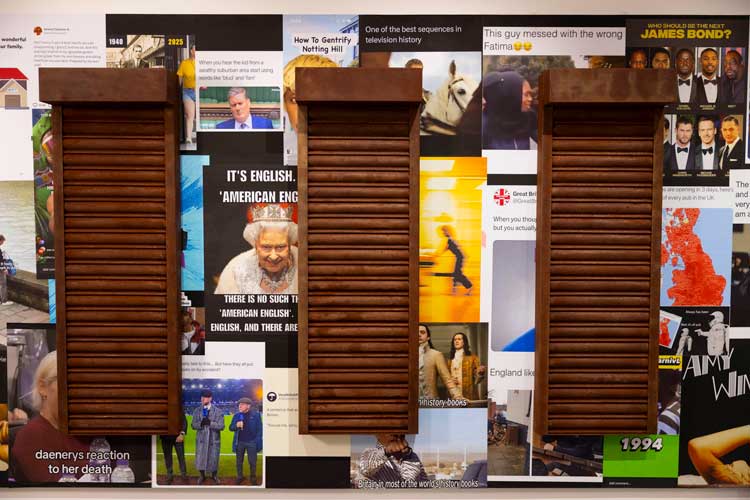 Installation view of Alvaro Barrington’s The City Is Mines/You Belong BAS 2026 (2026) in British Art Show 10: A Chorus of Strangers. Image courtesy the artist and Hayward Gallery Touring. Photo: David Parry.